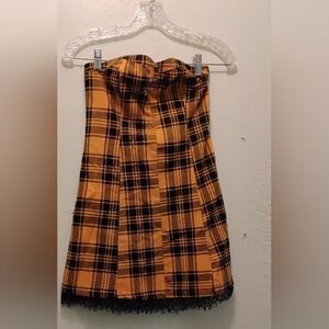 Plaid Strapless Dress